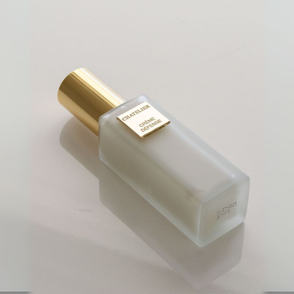 Chatelier Creem Defence facecream bottle  on a light gray background