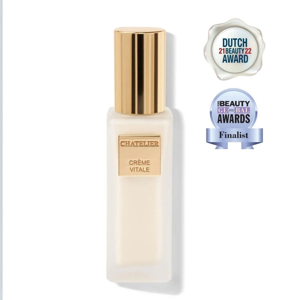 Chatelier_Creme_vitale_ bottle with awards on a white background