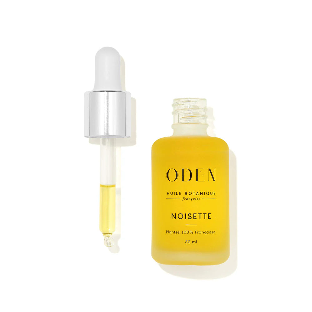  Oden Hazelnut faceoil bottle with dropper on a white background