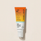 Tube of Sun Kissed Lotion with SPF 50+ on a beige background